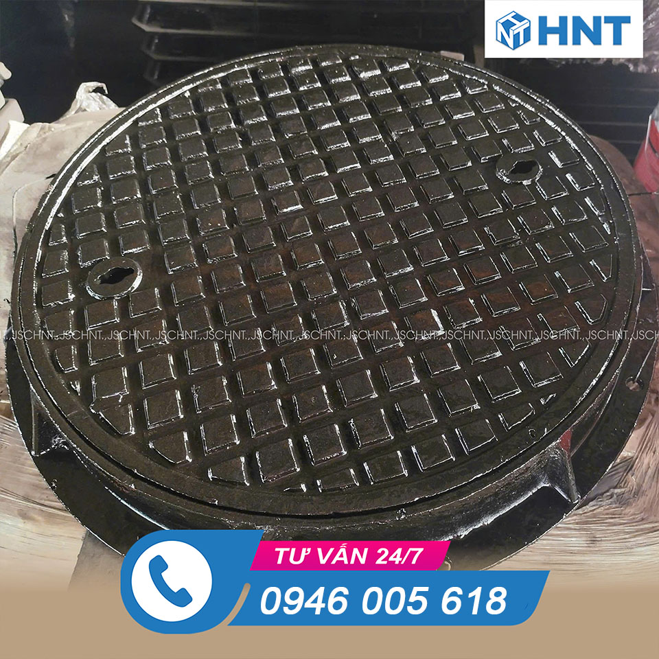 Nắp Hố Ga Gang Khung Tròn Nắp Tròn