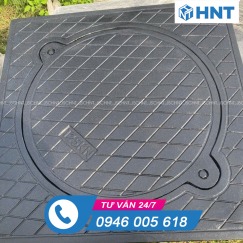 Nắp Hố Ga Composite Khung Vuông Dương Nắp Tròn